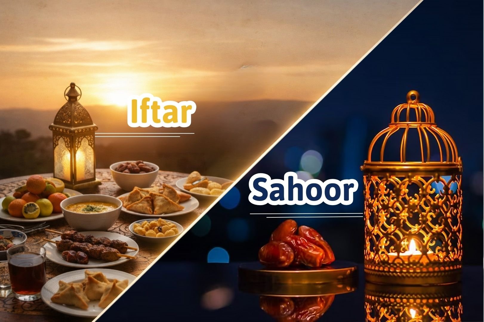 Images illustrating Suhoor and Iftar
