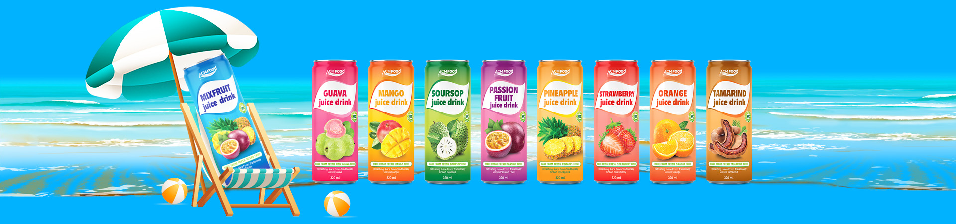 banner bottom tropical fruit juice ACM beverage supplier