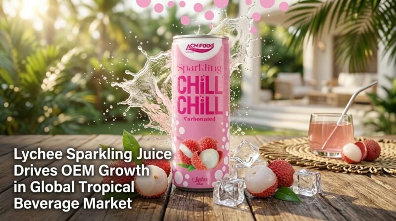 Lychee Sparkling Juice 250ml can featured with article title overlay