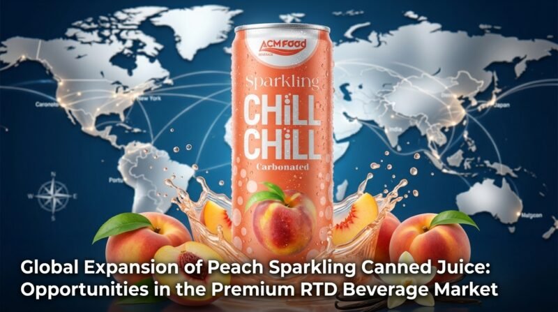 Peach sparkling juice can from Vietnam for global export market
