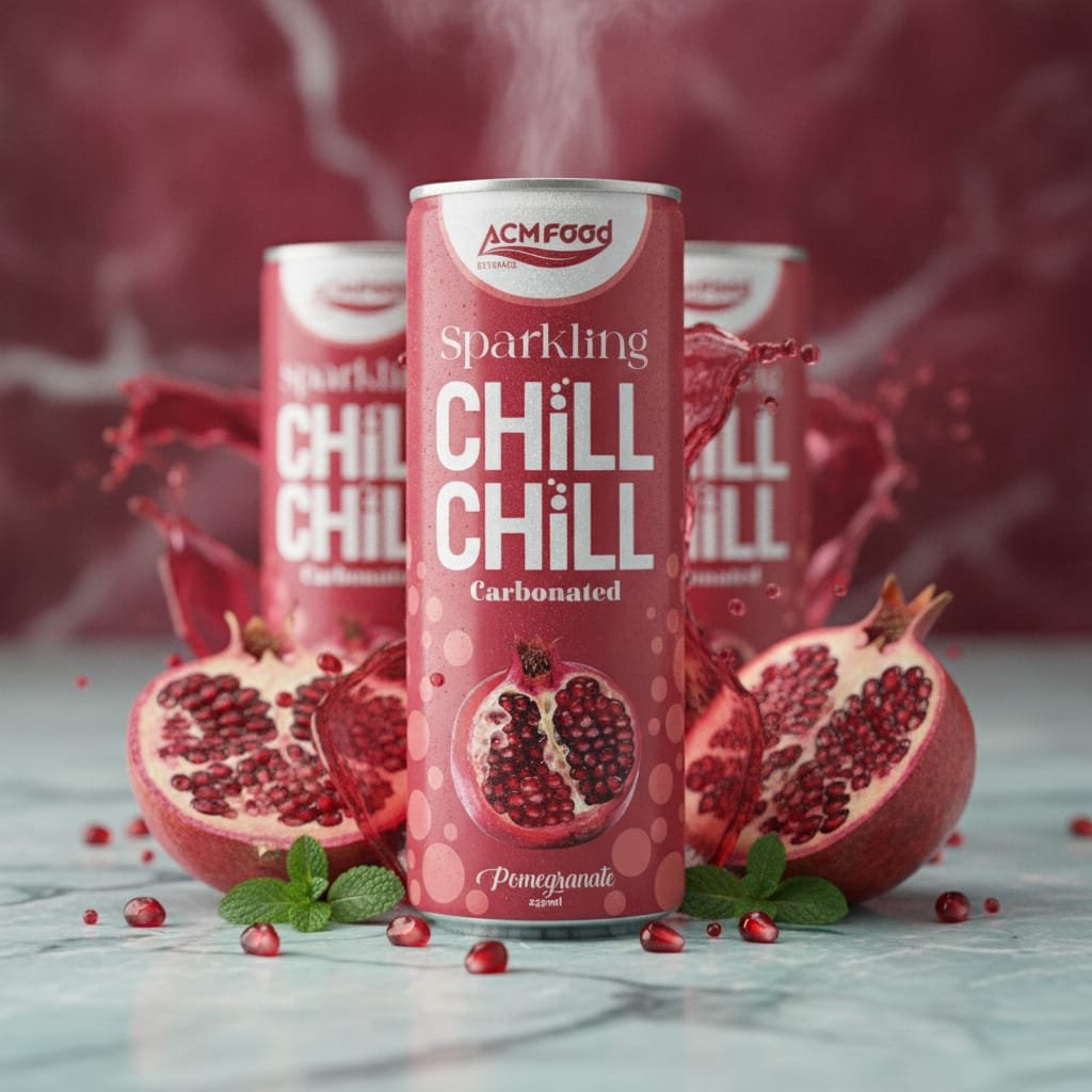 pomegranate fruits and BIDU cans