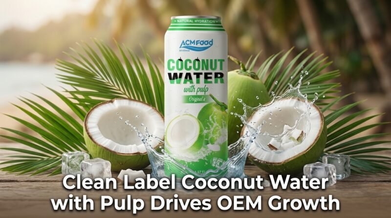 Clean label coconut water with pulp OEM trend banner
