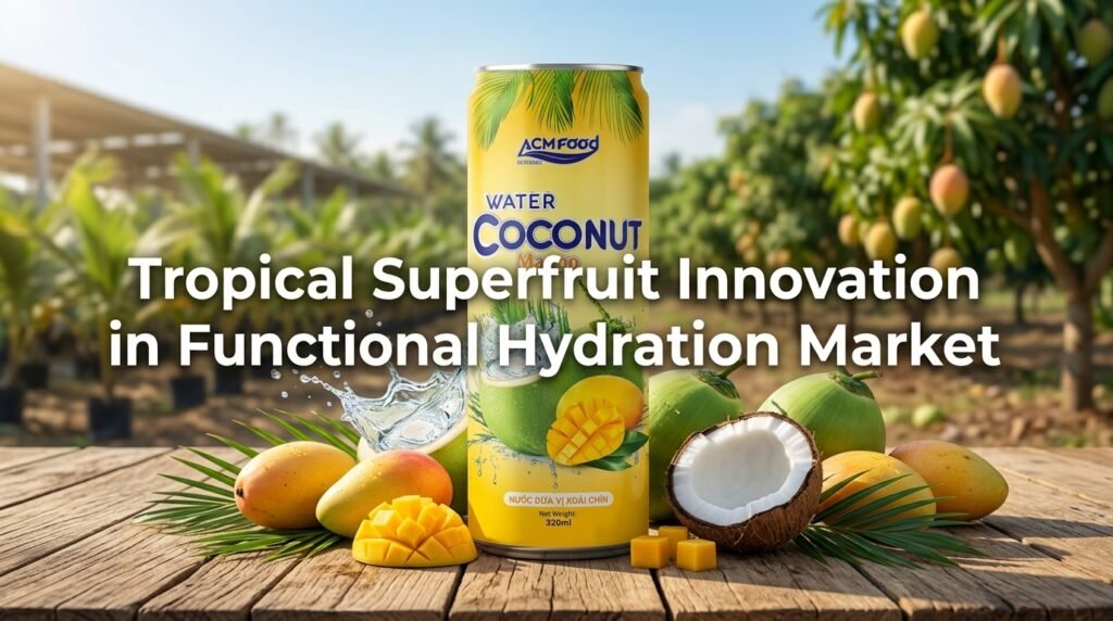 Featured image for article about tropical superfruit innovation in functional hydration with BIDU coconut water mango can
