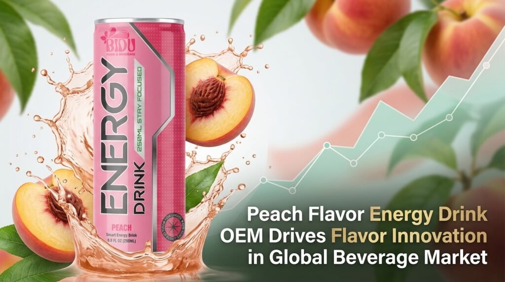 Peach flavor energy drink innovation banner