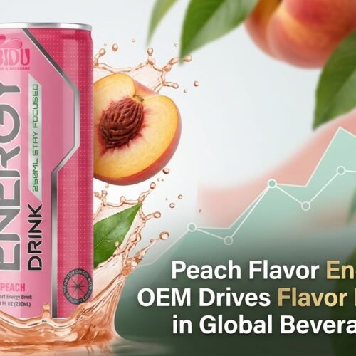 Peach flavor energy drink innovation banner