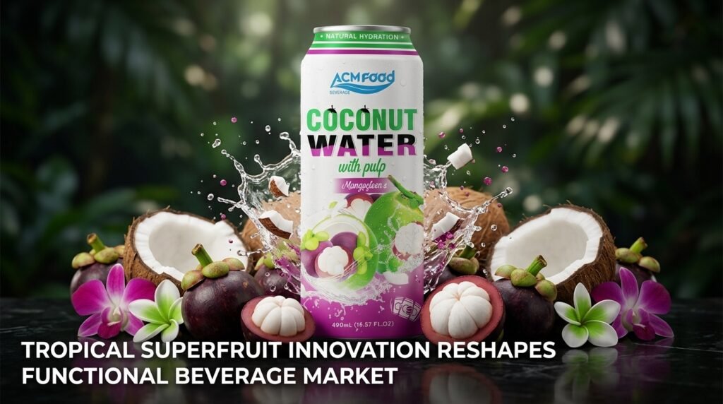 Coconut Water Mangosteen 500ml can as featured image for tropical superfruit innovation article