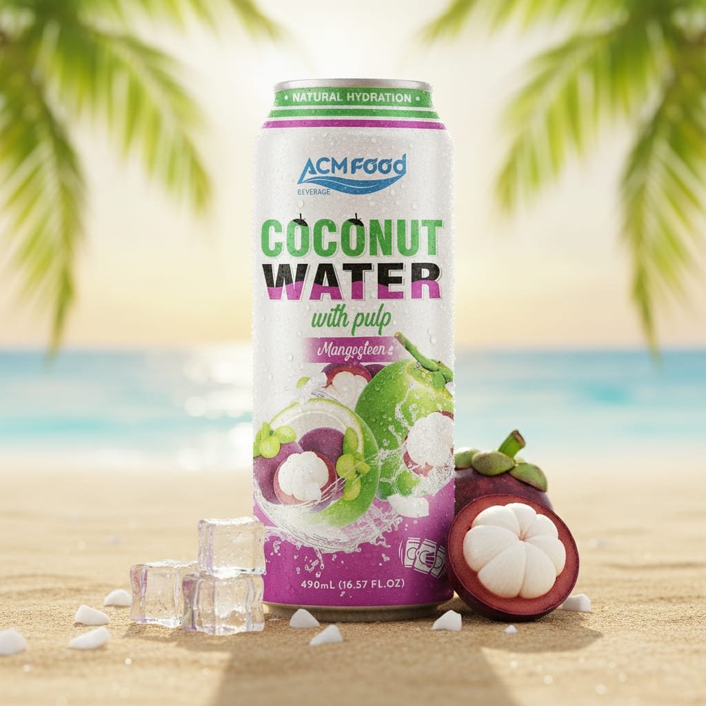 BIDU Coconut Water Mangosteen 500ml Alu-Can: tropical superfruit functional drink with mangosteen pulp Coconut Water Mangosteen 500ml aluminum can tropical superfruit beverage